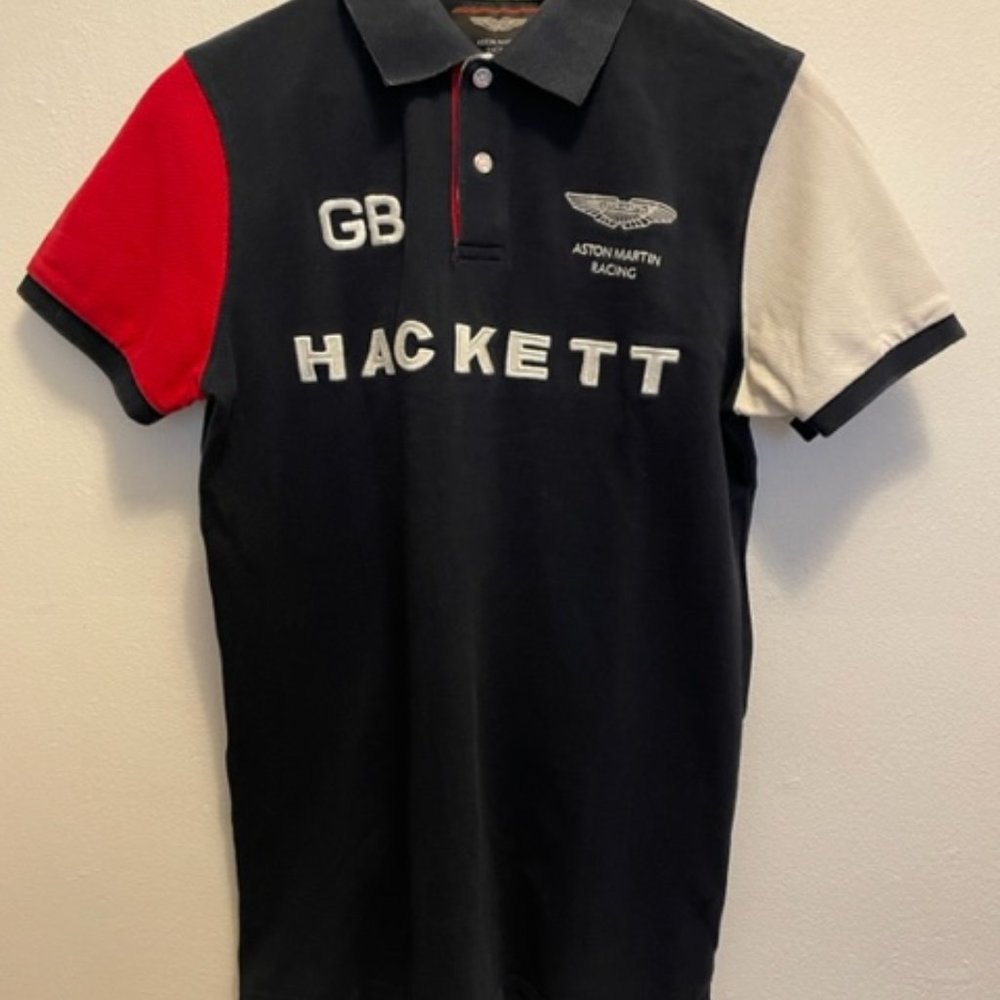 Hackett Aston Martin short sleeve colour block polo shirt